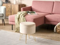 Puf med opbevaring SILAS Velour Lys Beige