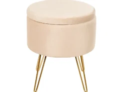 Puf med opbevaring SILAS Velour Lys Beige