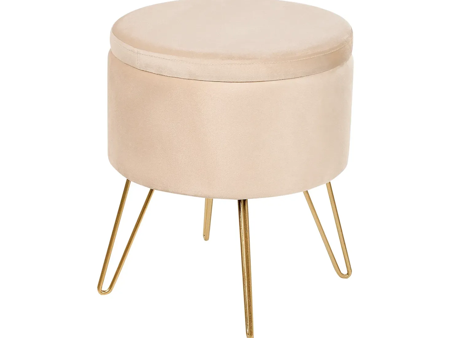 Puf med opbevaring SILAS Velour Lys Beige
