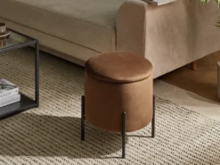 Puf med opbevaring WENONA Velour Mørkebrun