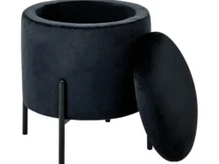 Puf med opbevaring WENONA Velour Sort
