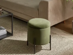 Puf med opbevaring WENONA Velour Mørkegrøn