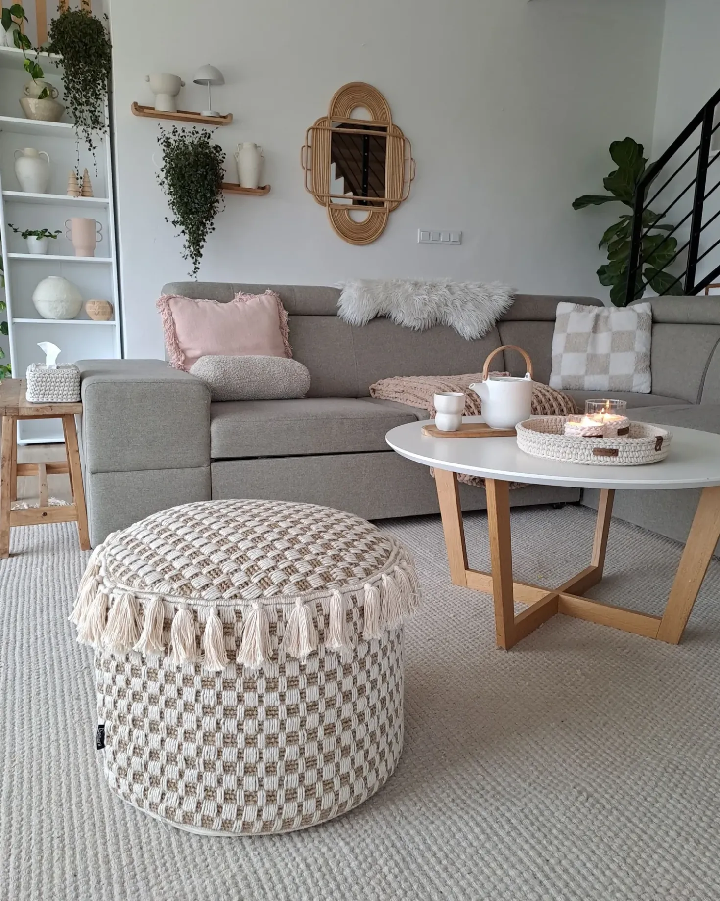 Puf PIRAK Bomuld Lys Beige