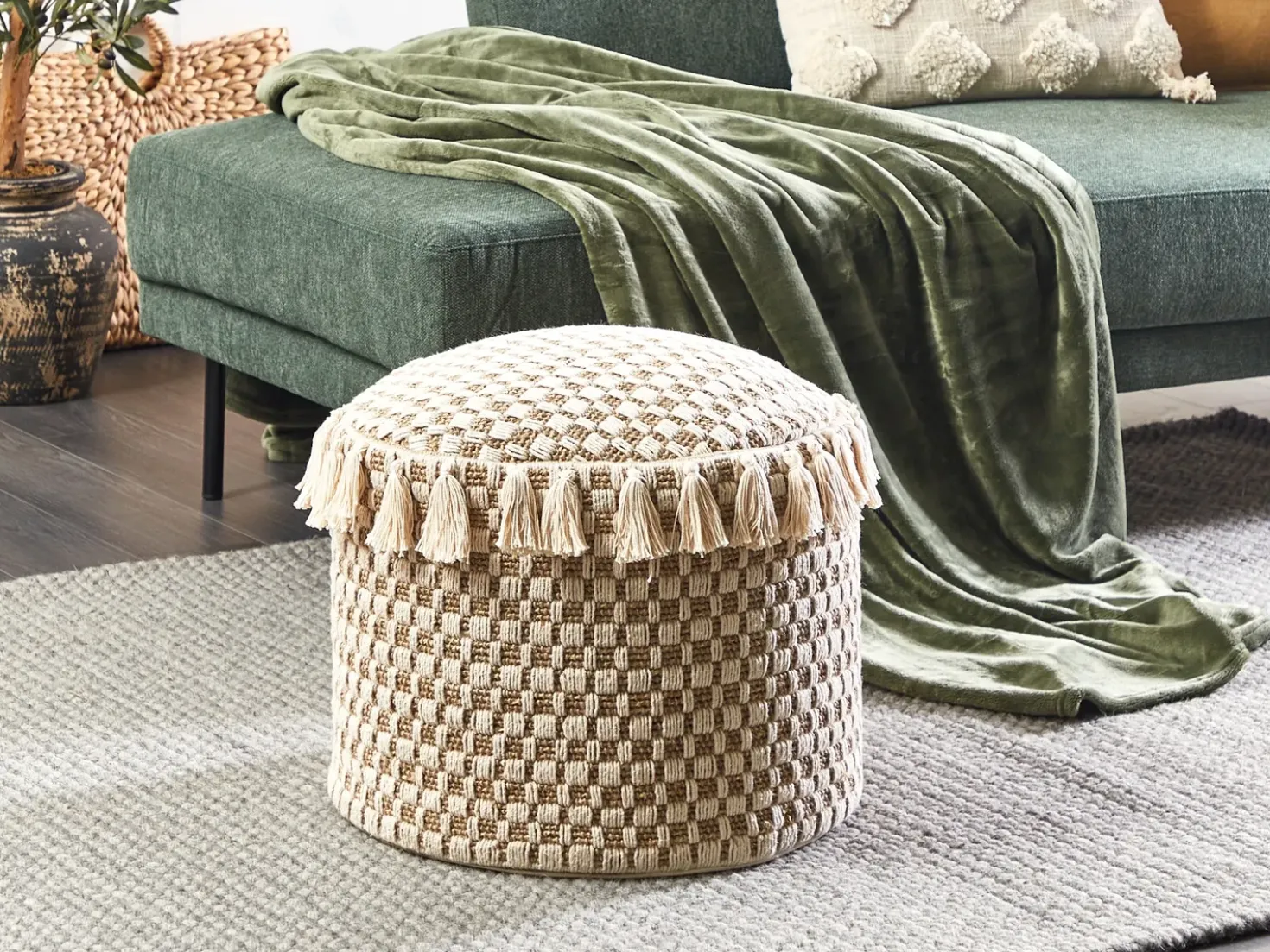 Puf PIRAK Bomuld Lys Beige