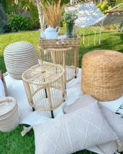 Puf RESAFA Jute Hvid Beige
