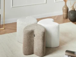 Puf SCOTIA Chenille Cremehvid