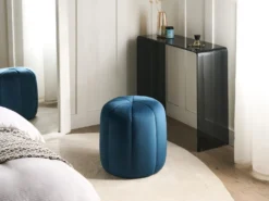 Puf SELBY Velour Blå