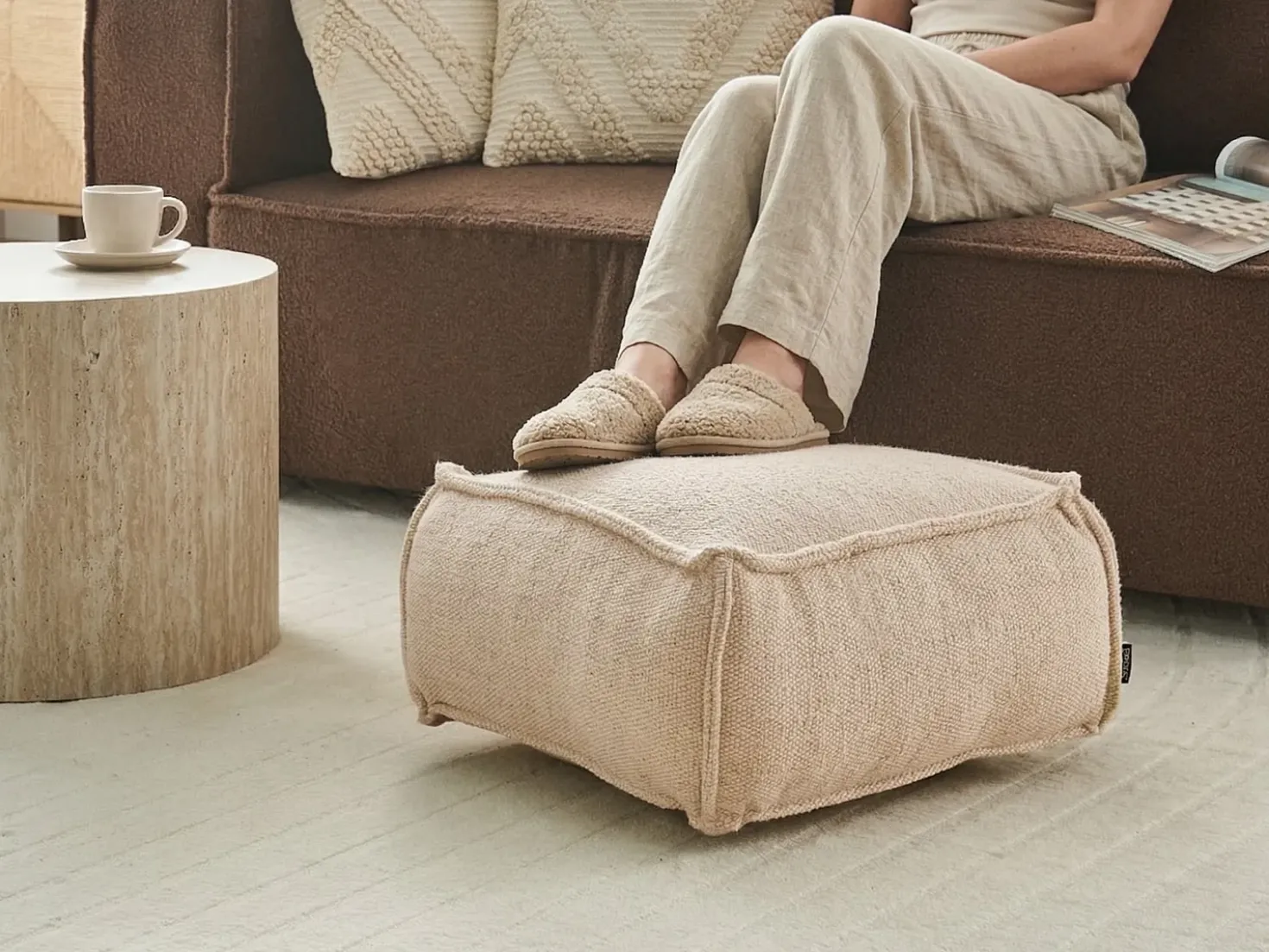 Puf SHERALI Bomuld Beige