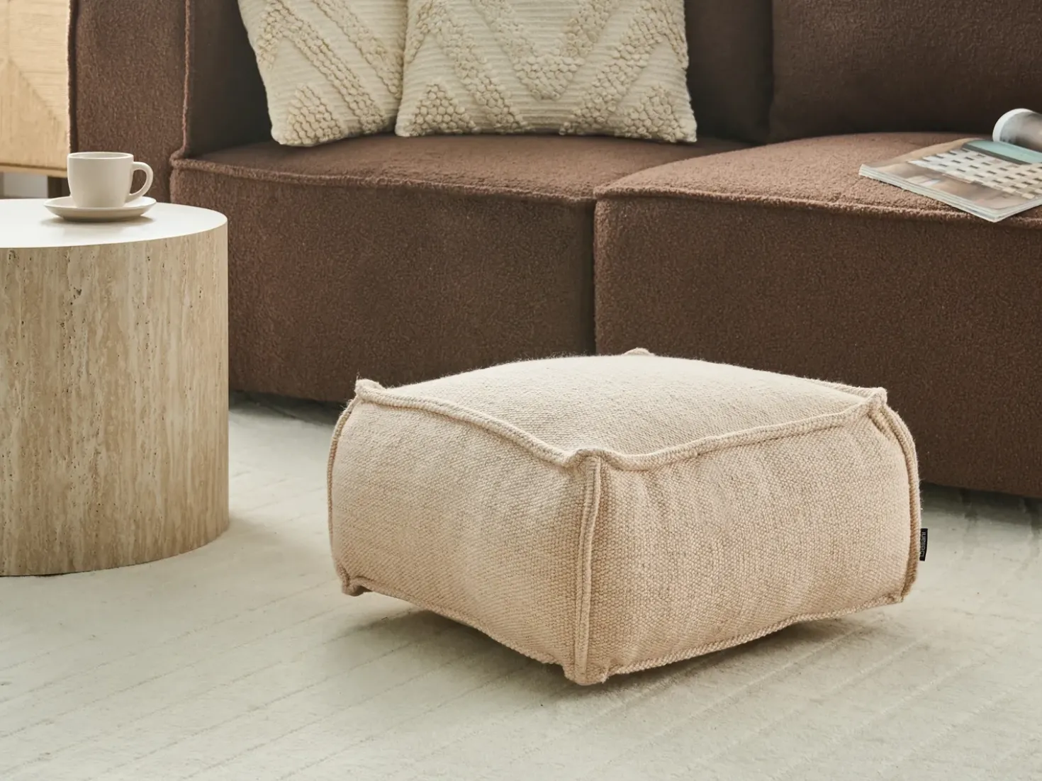 Puf SHERALI Bomuld Beige