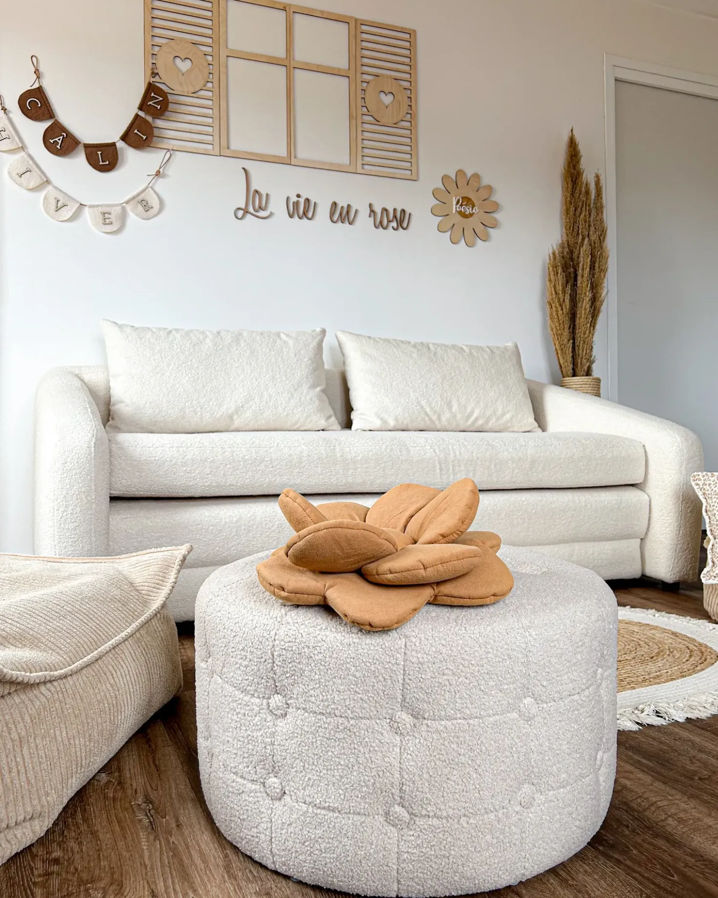 Puf TAMPA Boucle Beige