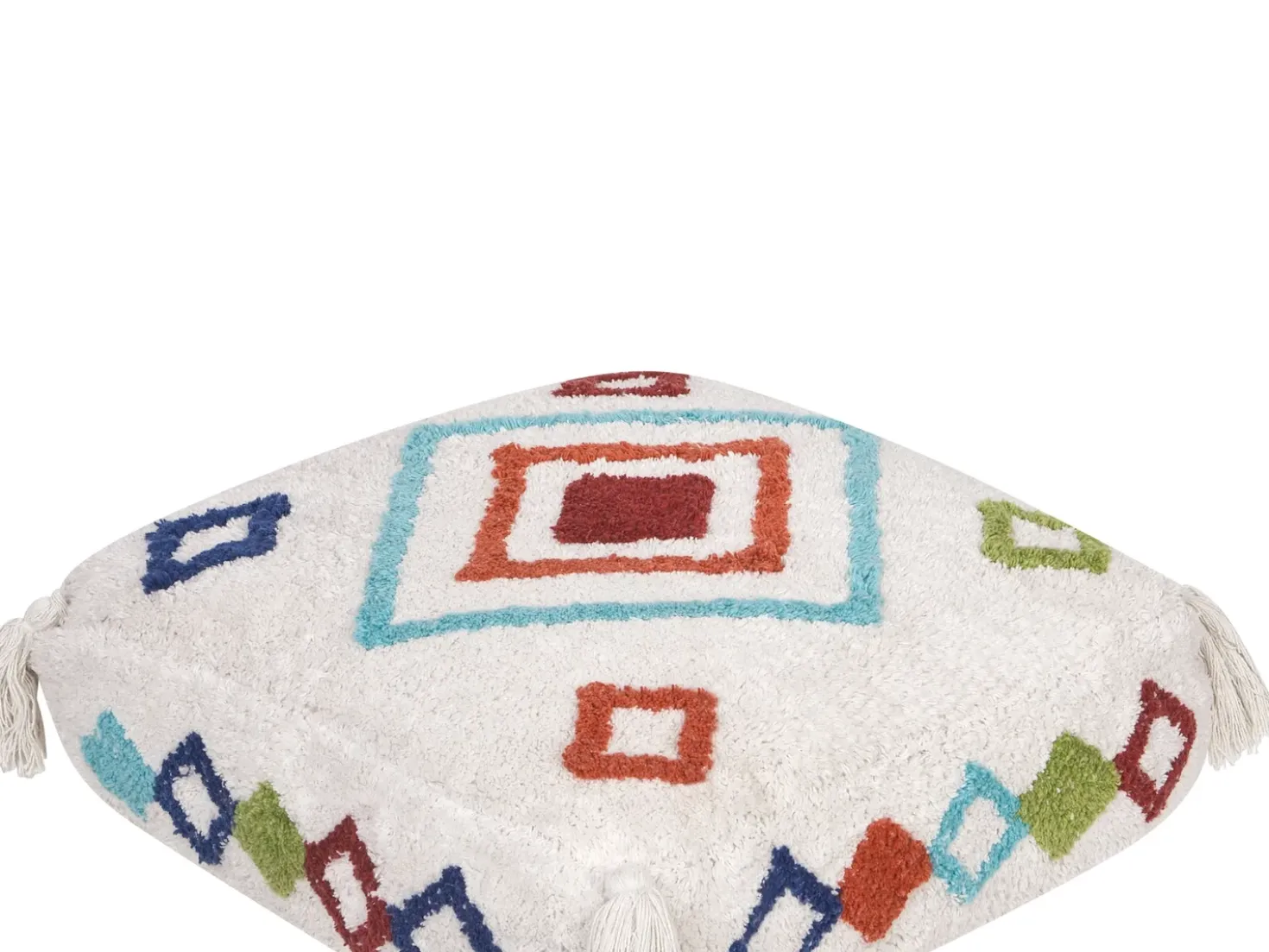 Puf Broderi SEERANI Bomuld Hvid
