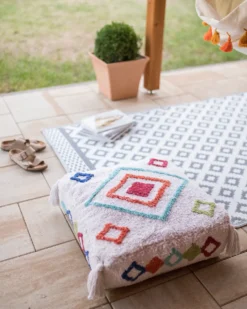Puf Broderi SEERANI Bomuld Hvid