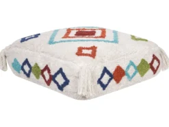 Puf Broderi SEERANI Bomuld Hvid