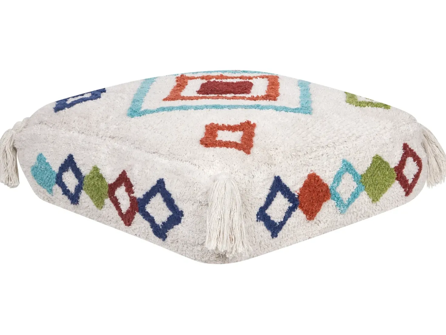 Puf Broderi SEERANI Bomuld Hvid