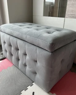 Puf med opbevaring MICHIGAN Velour Lysegrå