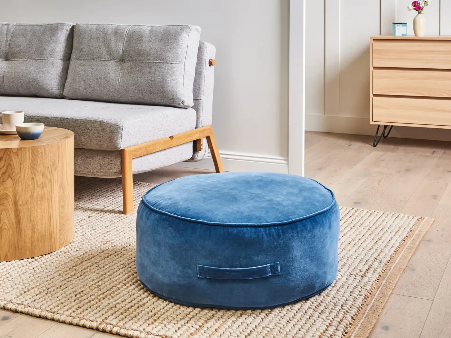 Puf YULLE Velour Blå