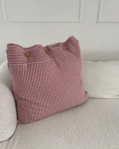 Pyntepude AALITA Bomuld 45 x 45 cm Rød Stribet mønster