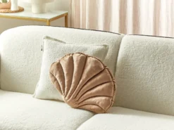 Pyntepude CONSOLIDA Velour 47 x 35 cm Sand Beige Ensfarvet