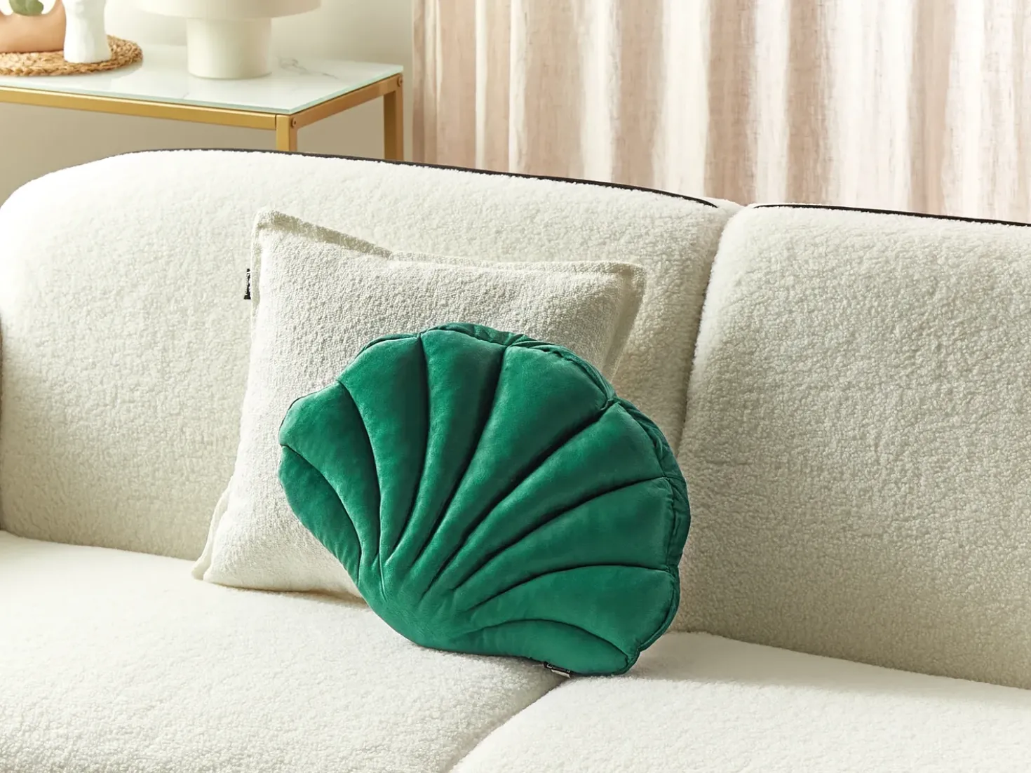 Pyntepude CONSOLIDA Velour 47 x 35 cm Smaragdgrøn Ensfarvet