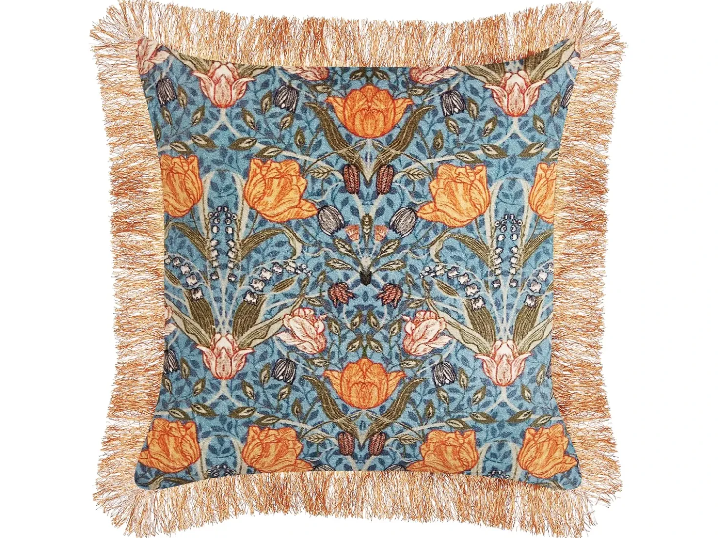 Pyntepude MITELLA Velour 45 x 45 cm Blå Blomstermønster