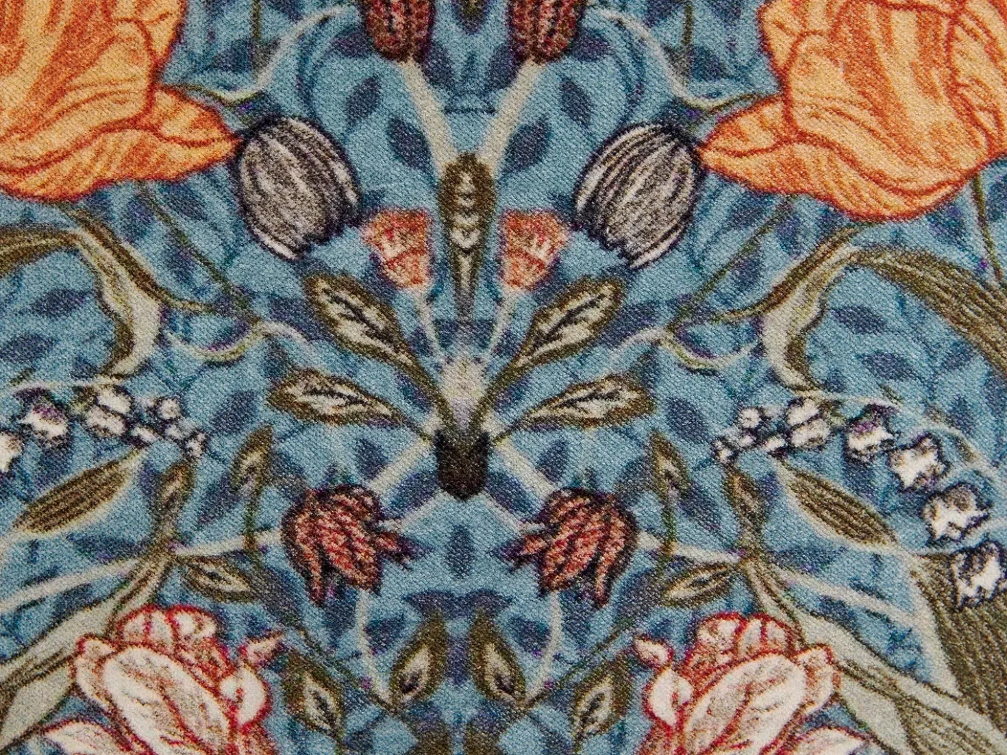 Pyntepude MITELLA Velour 45 x 45 cm Blå Blomstermønster