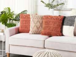 Pyntepude AKKOY Bomuld 45 x 45 cm Orange Geometrisk mønster