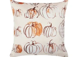 Pyntepude CUCURBITA Velour 45 x 45 cm Beige Plante mønster