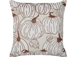 Pyntepude GOURD Velour 45 x 45 cm Beige Plante mønster