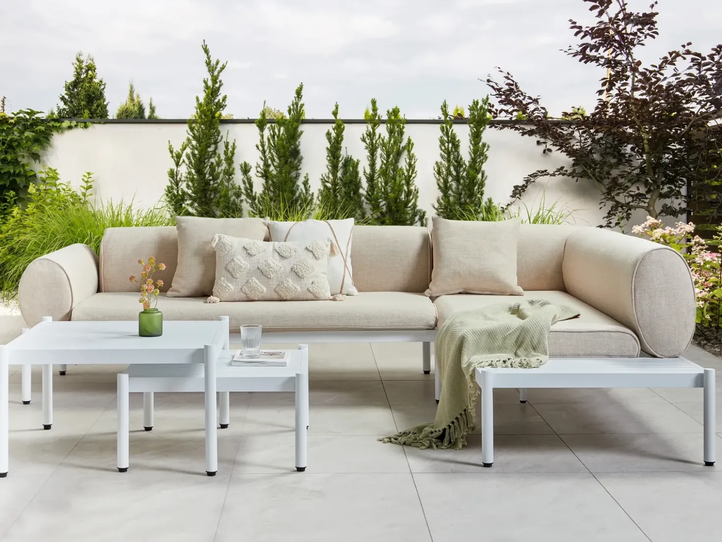 RASIGLIA 5 personers Have-hjørnesofasæt Venstrevendt Beige Metal