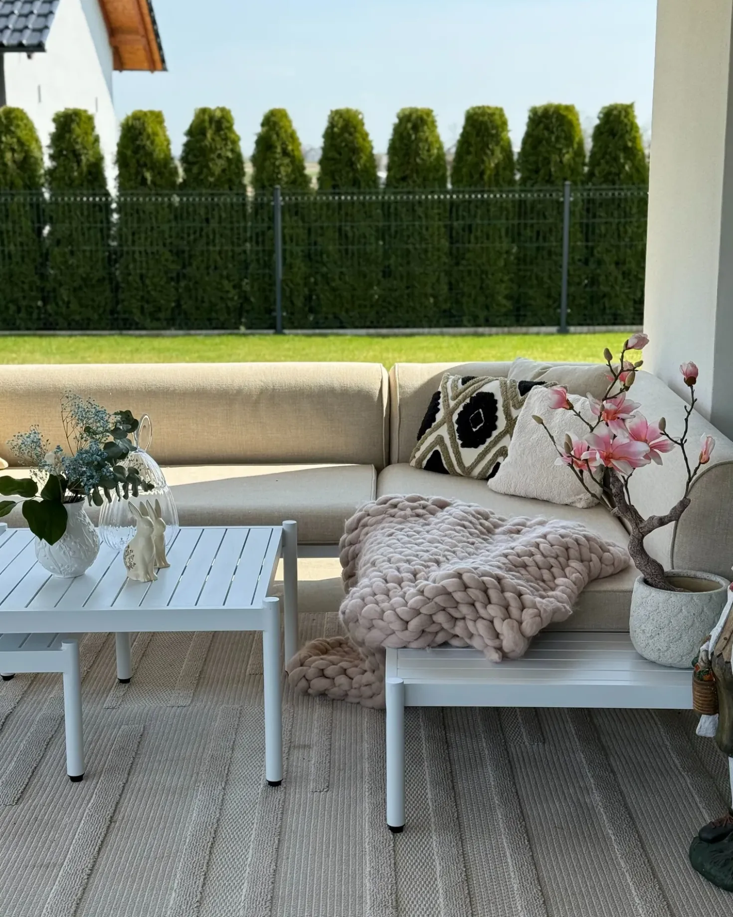 RASIGLIA 5 personers Have-hjørnesofasæt Venstrevendt Beige Metal