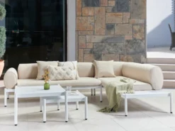 RASIGLIA 5 personers Have-hjørnesofasæt Venstrevendt Beige Metal