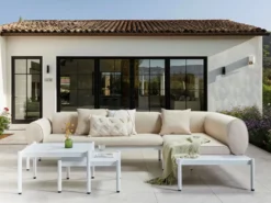 RASIGLIA 5 personers Have-hjørnesofasæt Venstrevendt Beige Metal