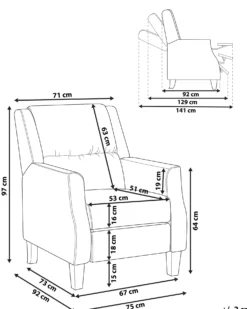 Recliner stol EGERSUND Inkl. fodstøtte Lys Beige