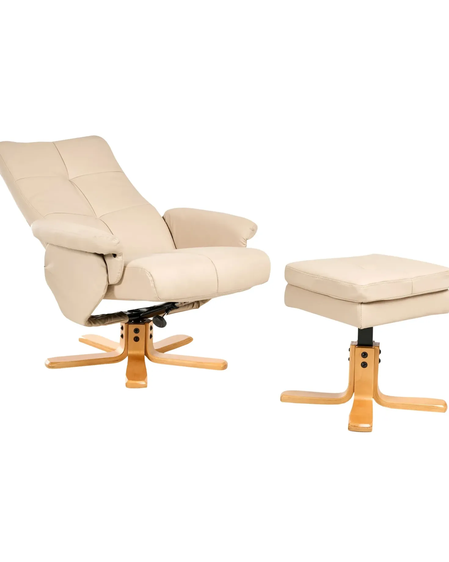 Recliner stol EPSE med fodskammel Kunstlæder Beige