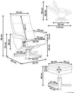 Recliner stol EPSE med fodskammel Kunstlæder Beige
