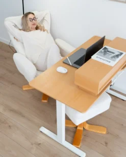 Recliner stol EPSE med fodskammel Boucle Cremehvid