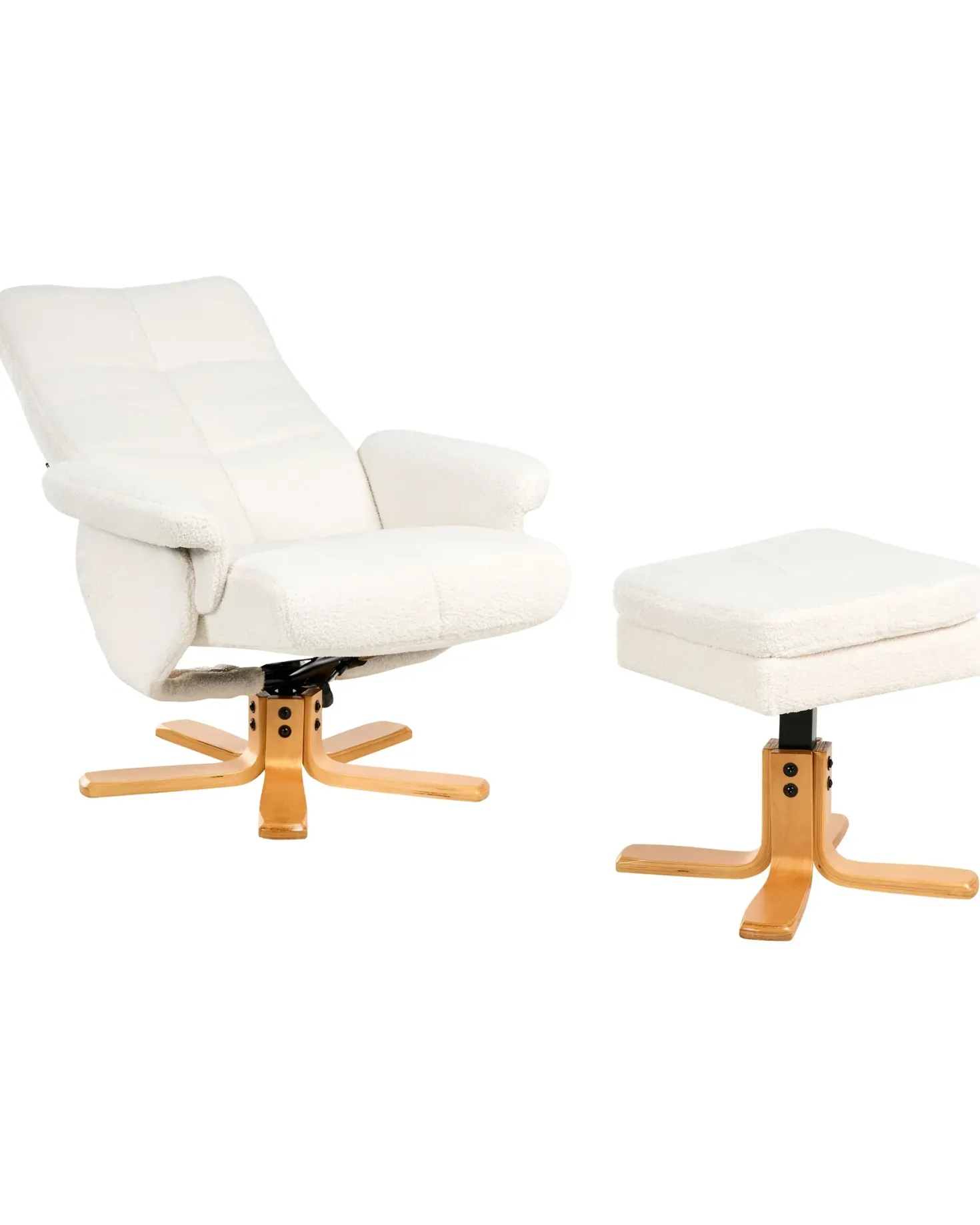 Recliner stol EPSE med fodskammel Boucle Cremehvid