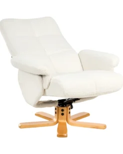 Recliner stol EPSE med fodskammel Boucle Cremehvid