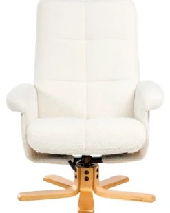 Recliner stol EPSE med fodskammel Boucle Cremehvid
