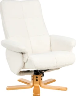 Recliner stol EPSE med fodskammel Boucle Cremehvid