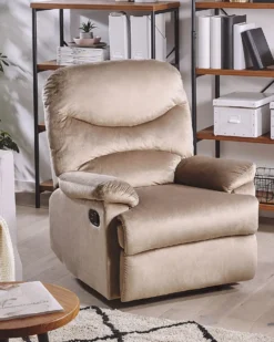 Recliner stol ESLOV Inkl. fodstøtte Velour Brungrå Beige