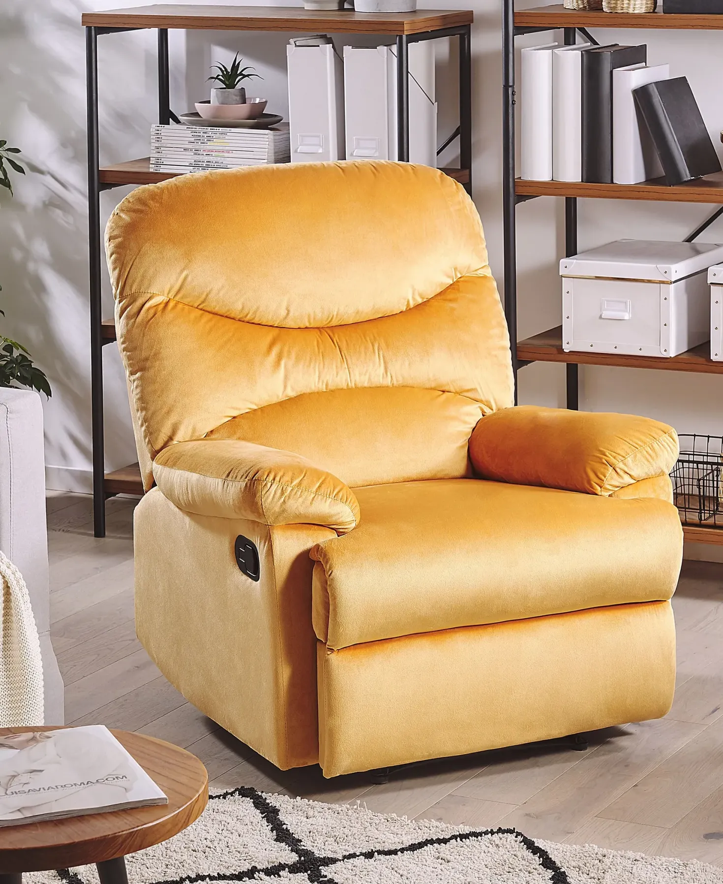 Recliner stol ESLOV Inkl. fodstøtte Velour Sennepsgul