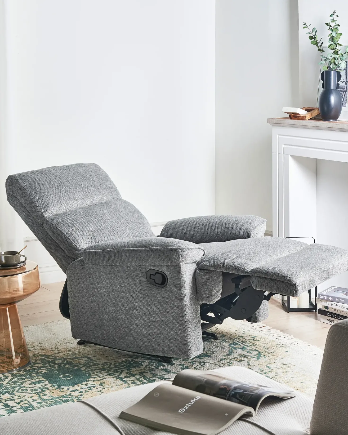 Recliner stol EVERTON Inkl. fodstøtte Grå