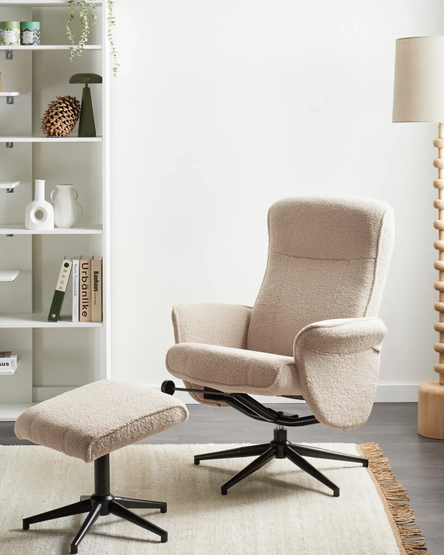 Recliner stol JAPET Boucle Beige