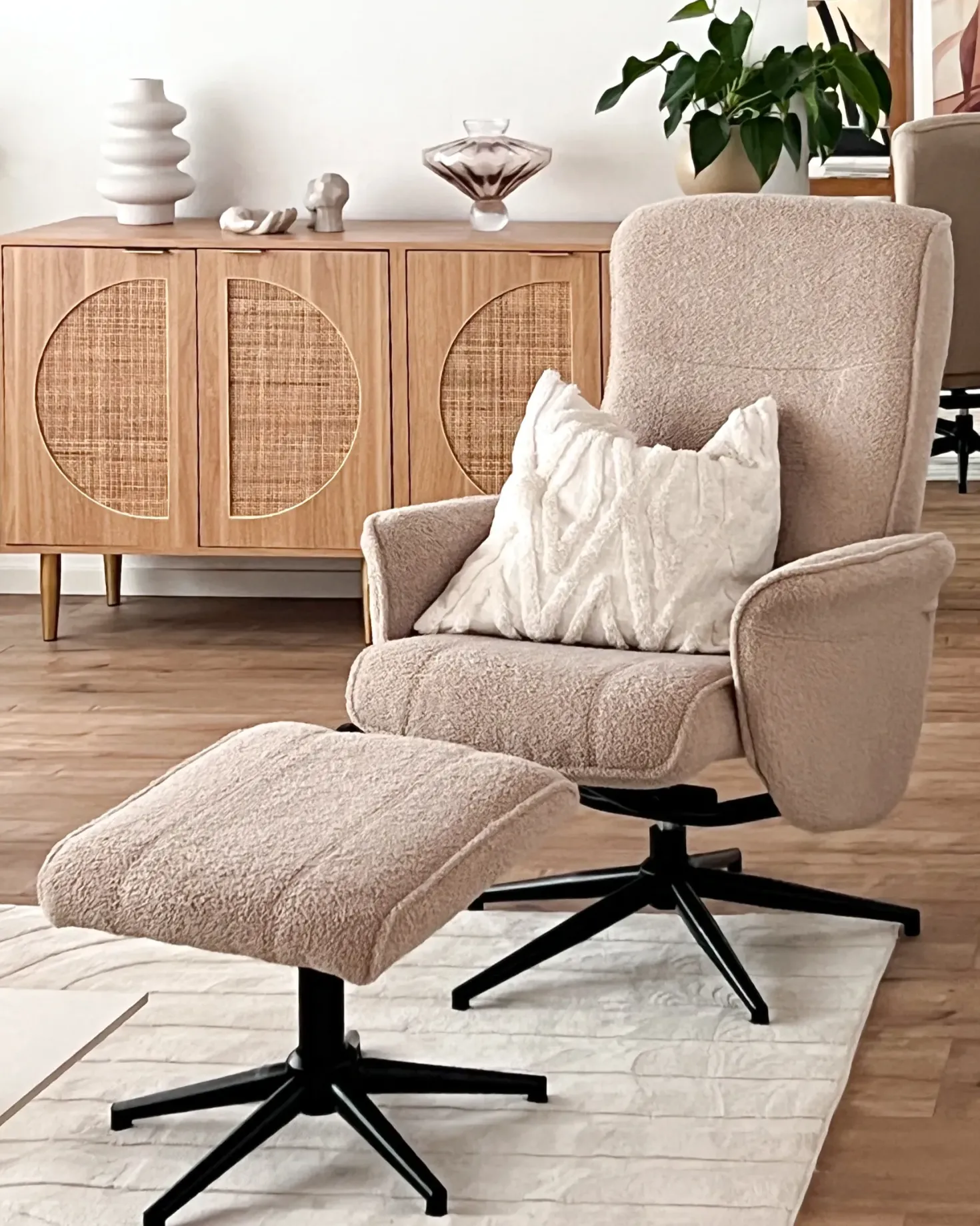 Recliner stol JAPET Boucle Beige