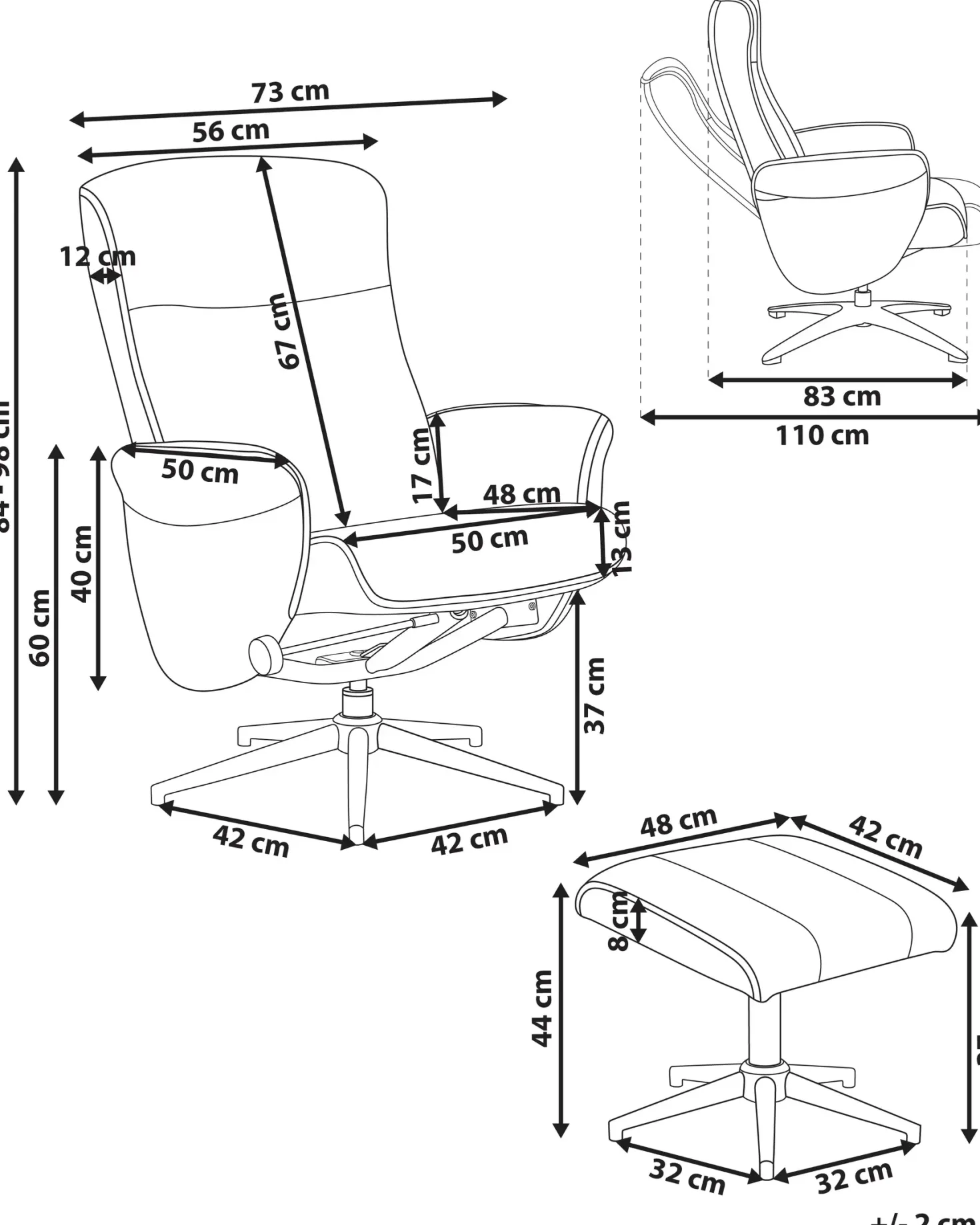 Recliner stol JAPET Boucle Beige