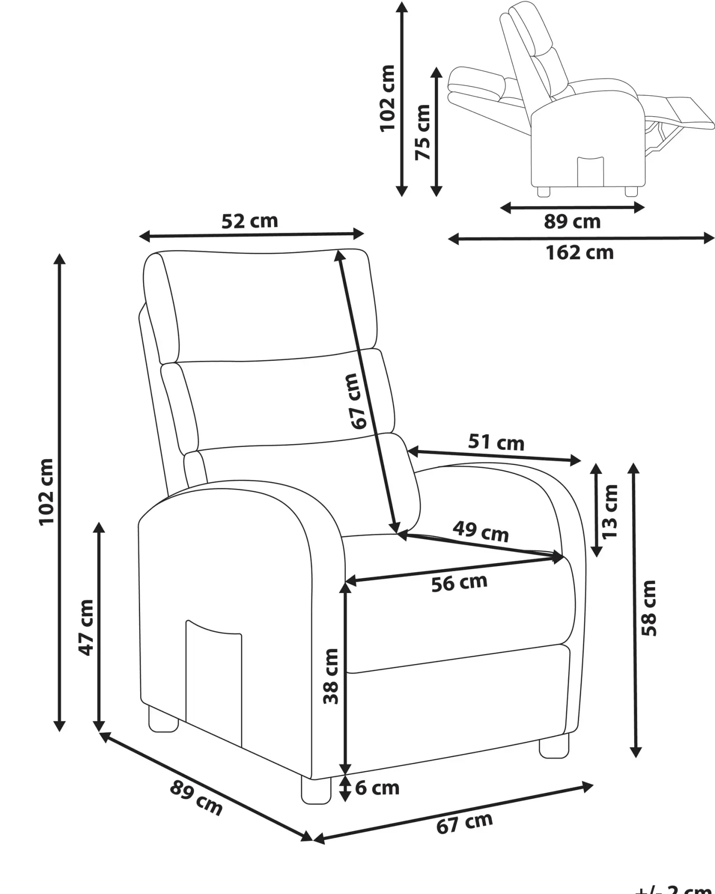 Recliner stol OTUS Boucle Cremehvid