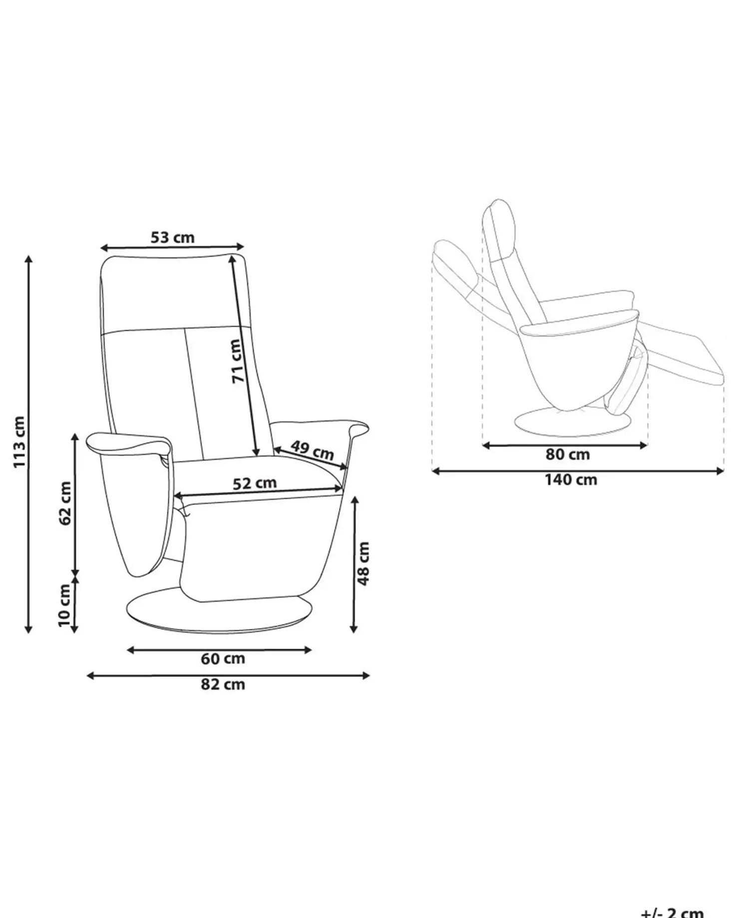 Recliner stol PRIME Inkl. fodstøtte Kunstlæder Lys Beige