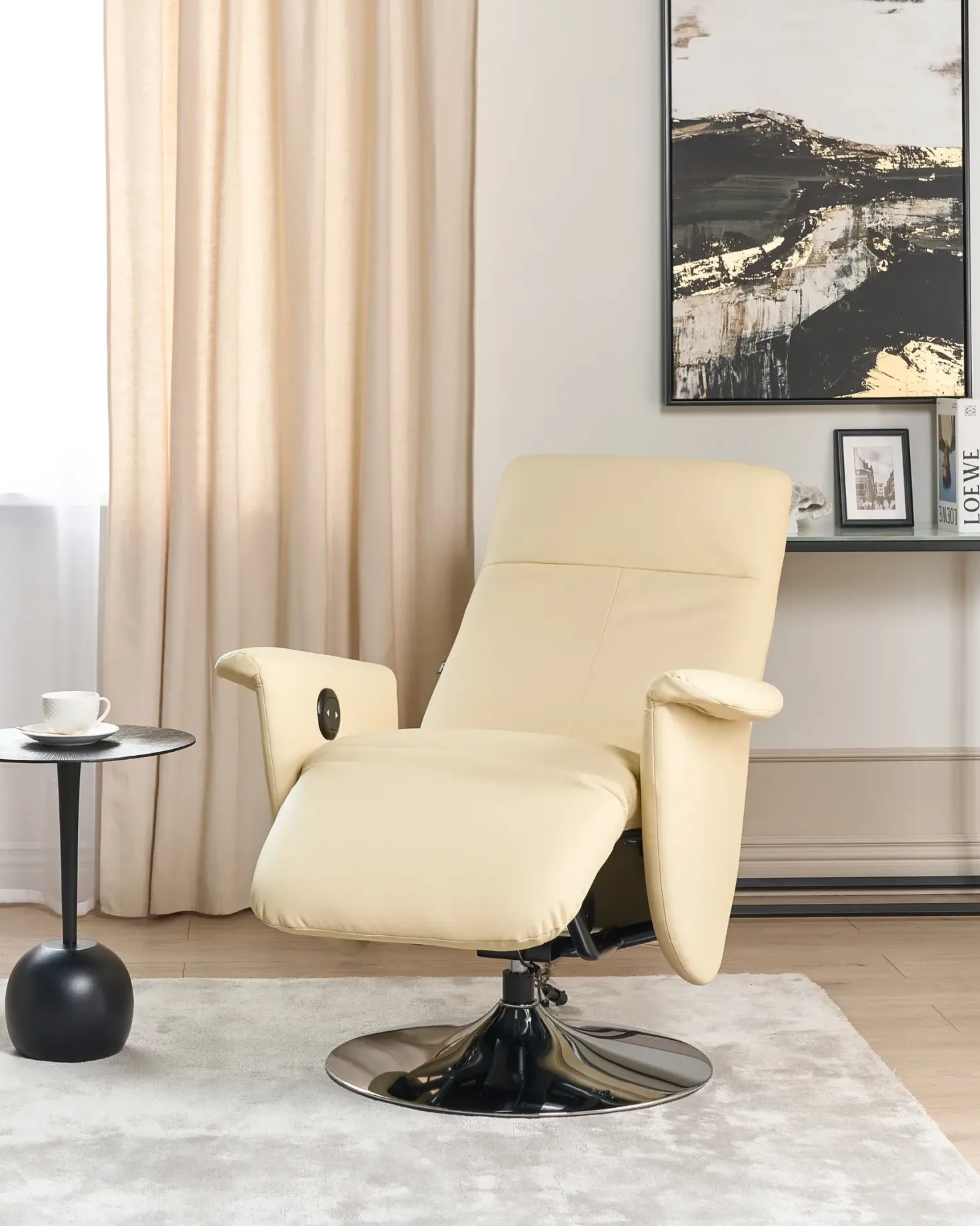 Recliner stol PRIME Inkl. fodstøtte Kunstlæder Lys Beige