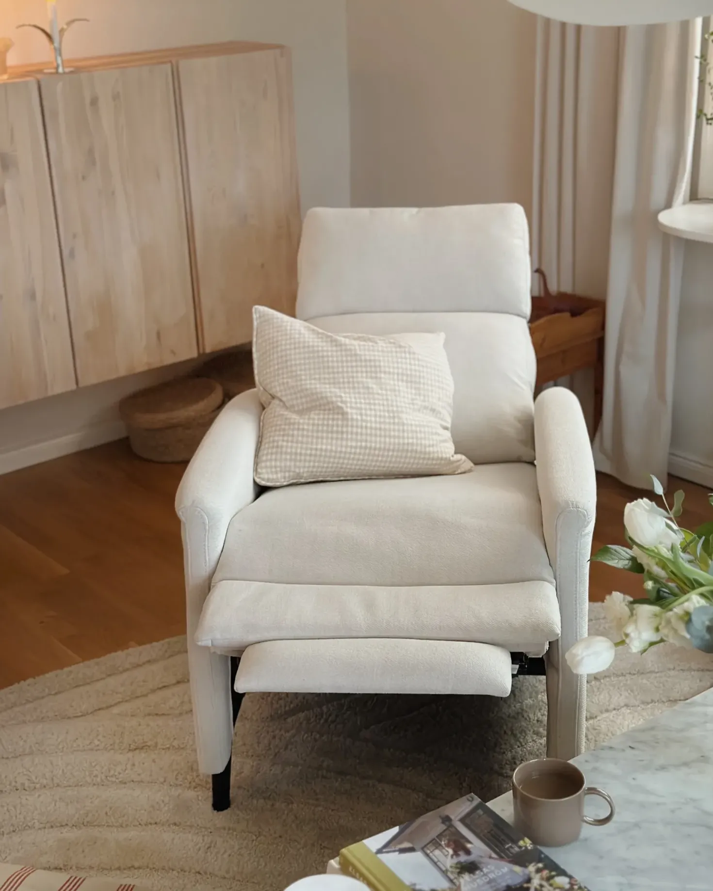 Recliner stol SELVIK Inkl. fodstøtte Cremehvid